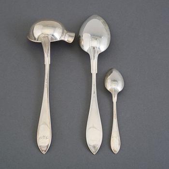 SKEDAR + SOPPSLEV, 28 delar, silver, modell Svensk spets, bland annat C G Hallberg, 1920-tal.