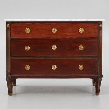 A late Gustavian mahogany commode, Stockholm, late 18th century.