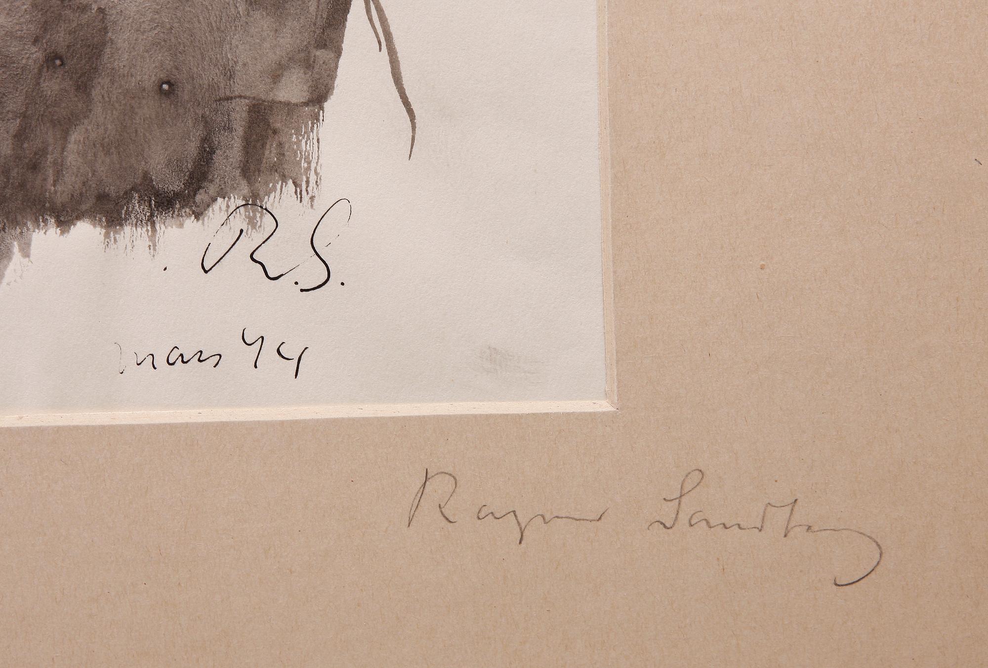 RAGNAR SANDBERG, tuschlavering, monogramssign o dat mars 44.