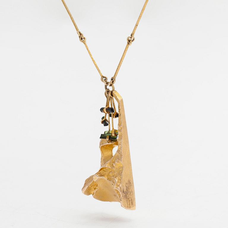 Björn Weckström, a 14K gold and tourmaline necklace "Semiramis" for Lapponia 1976.