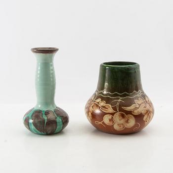 Vases 5 pcs Gabriel Burmeister and Uppsala Ekeby early 20th century glazed stoneware.