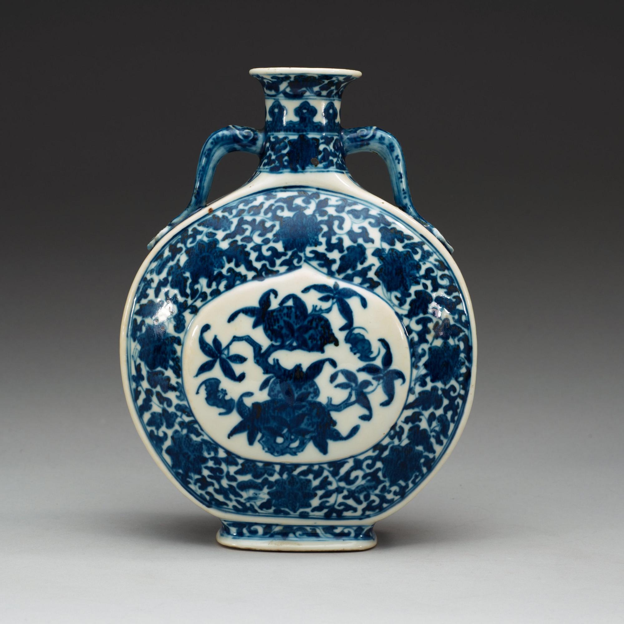 A Chinese blue and white Moonflask, with Qianlong sealmark, presumably Republic.