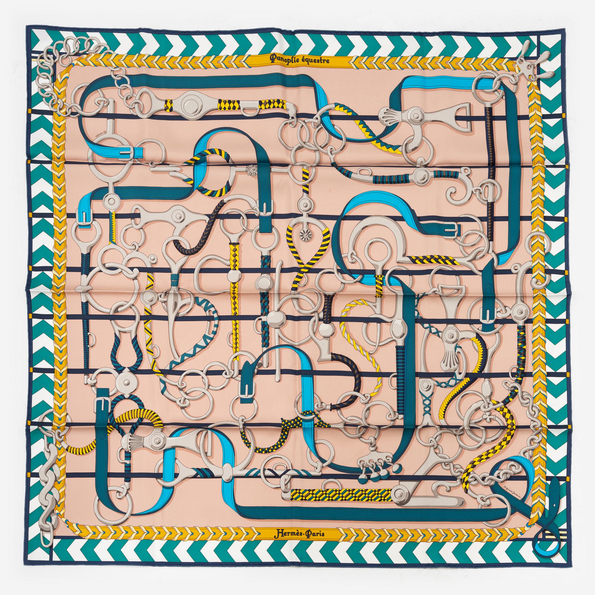 Hermès, a 'Panoplie Equeste' silk scarf.