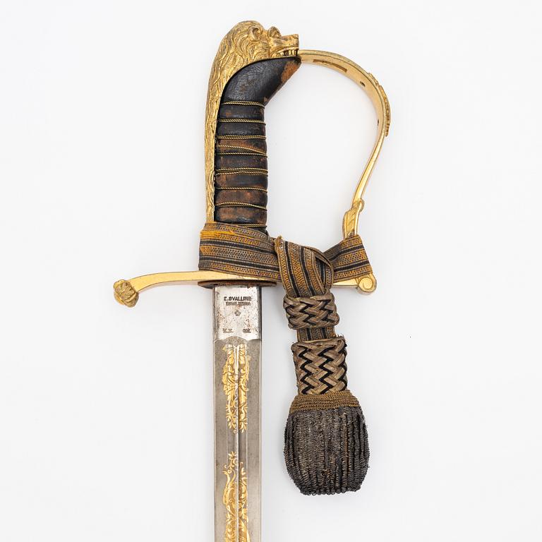 A Swedish infantry officer's sword with scabbard.