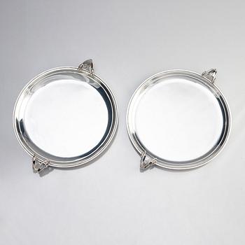 Carl Fredrik Carlman, and GAB, two silver plates/trays, Stockholm 1939.