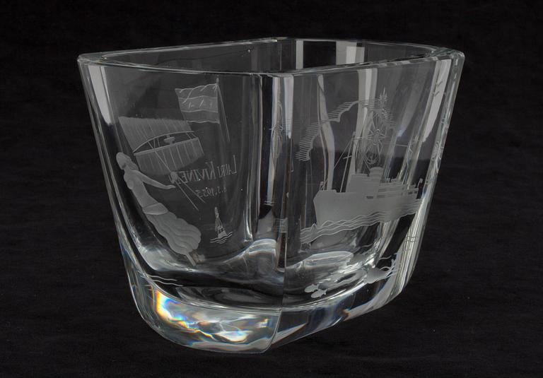 SKÅL, glas, signerad G. Hongell Karhula-Iittala. 1955.