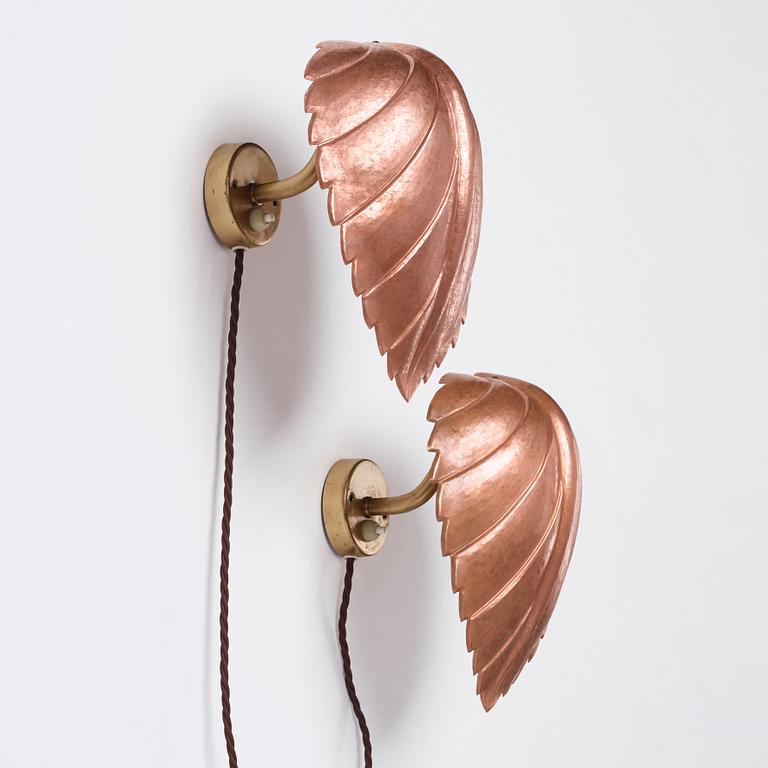 Hans Bergström, vägglampor 1 par, modell "C443", ateljé Lyktan, Åhus 1940-tal.