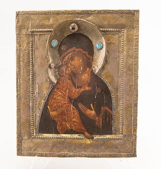 A 19th century Russian icon with brass risa.