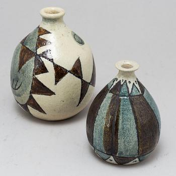 ANDERS BRUNO LILJEFORS, two stoneware vases, Gustavsberg studio, Sweden 1952.