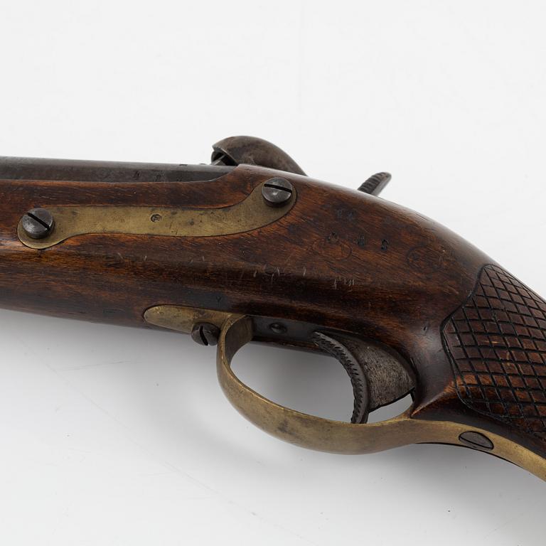 A rifled 1850 pattern Swedish percussion pistol by Malherbe a Liege.