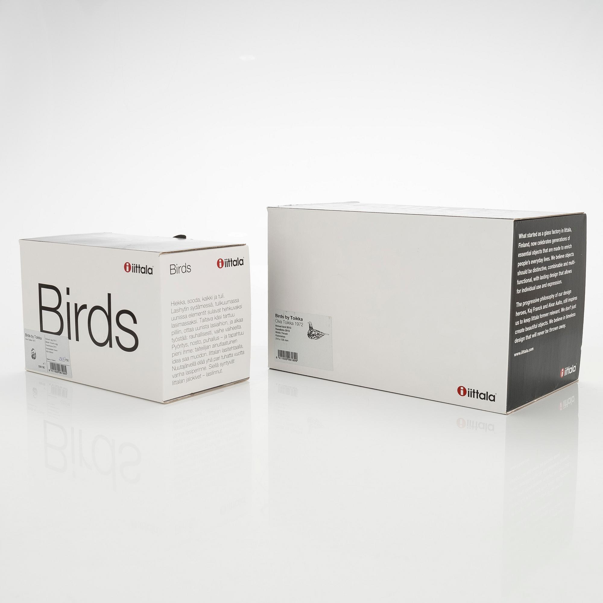 Oiva Toikka, An annual bird and egg 2013, 'Mistle Trush', signed O. Toikka Nuutajärvi 2013.