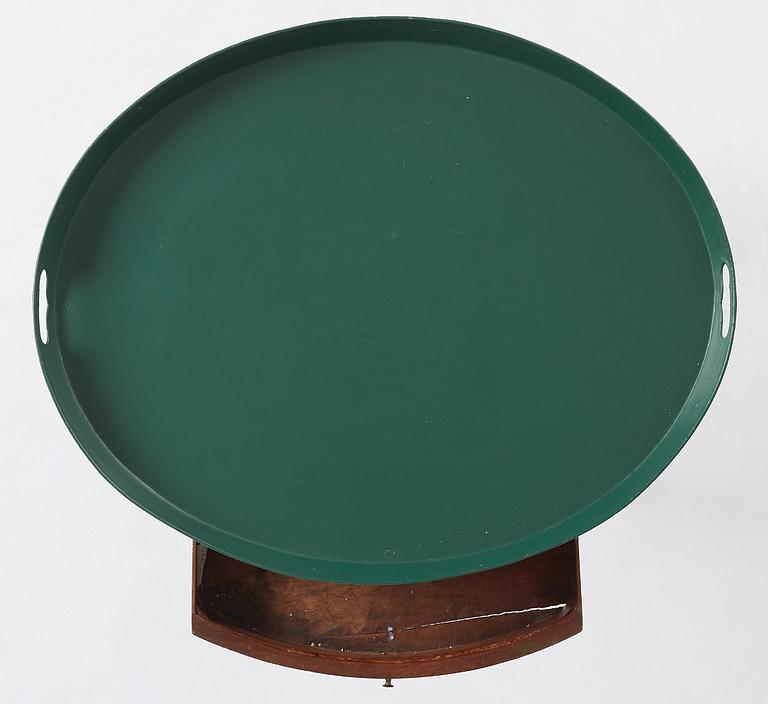A late Gustavian mahogany and tole tray-table, Stockholm, late 18th century.