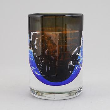 Edvin Öhrström, a signed glass vase, 'Gondoljären', Orrefors, 1986.