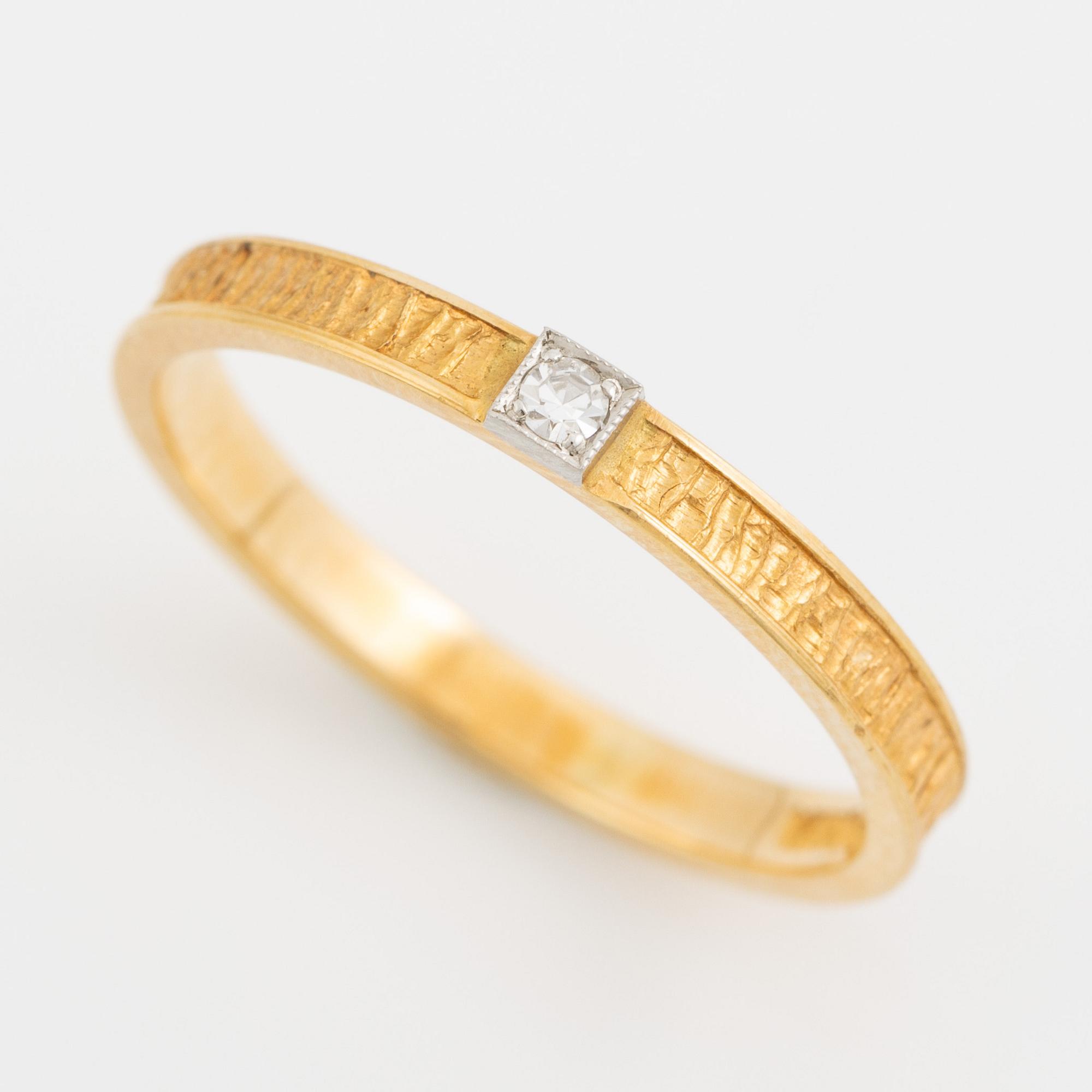 Lapponia, ring 18K guld med en åttkantslipad diamant, Finland 1978.