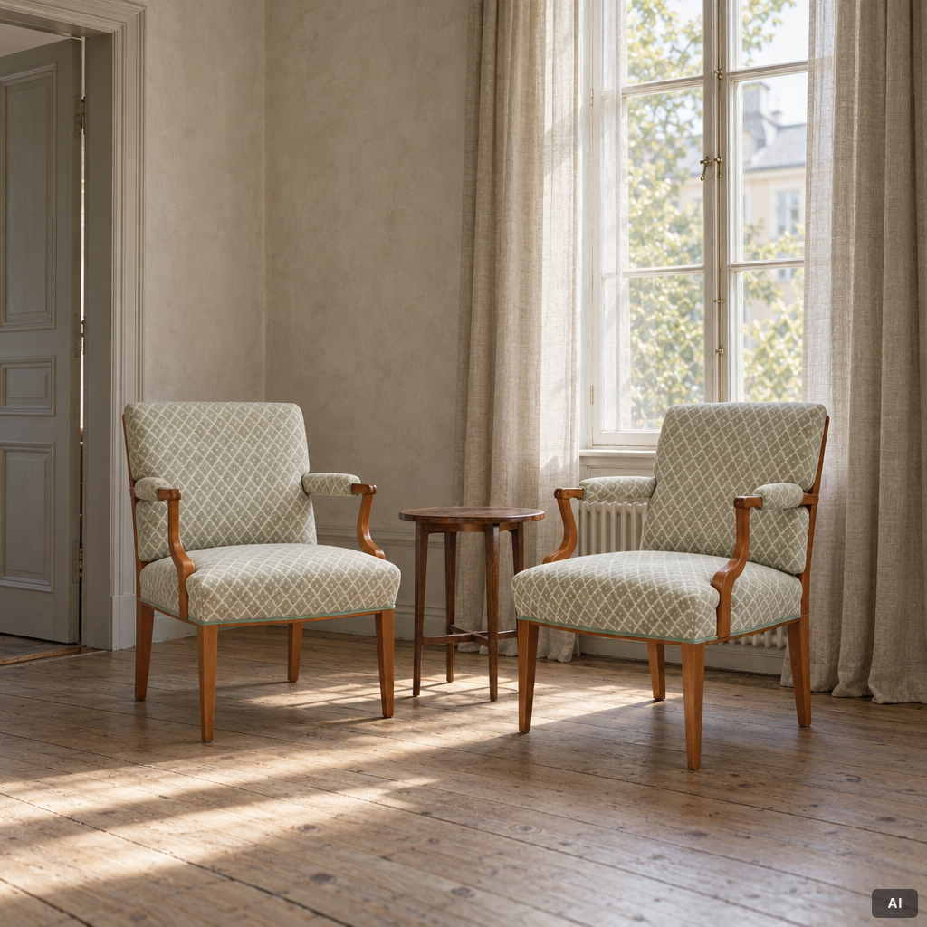 Josef Frank, a pair of model 969 armchairs, Svenskt Tenn.