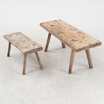 Two pine benches, 18thCentury.