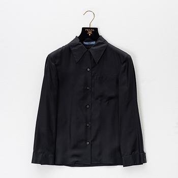 Prada, a black silk blouse, size 36.