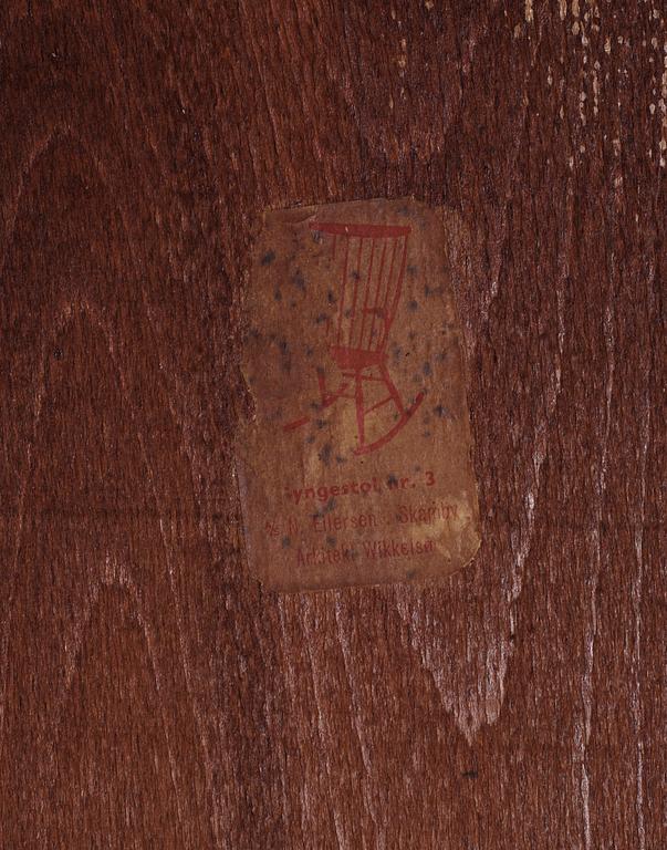 GUNGSTOL, "Gyngestol Nr. 3", Illum Wikkelsö, för N Eilersen, etikettmärkt.