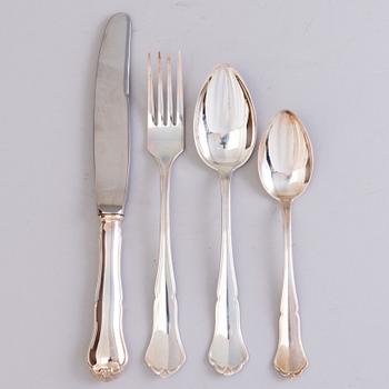 A 36 piece SET OF Chippendale SILVER CUTLERY, marks of  Auran Kultaseppä, Turku 1990.