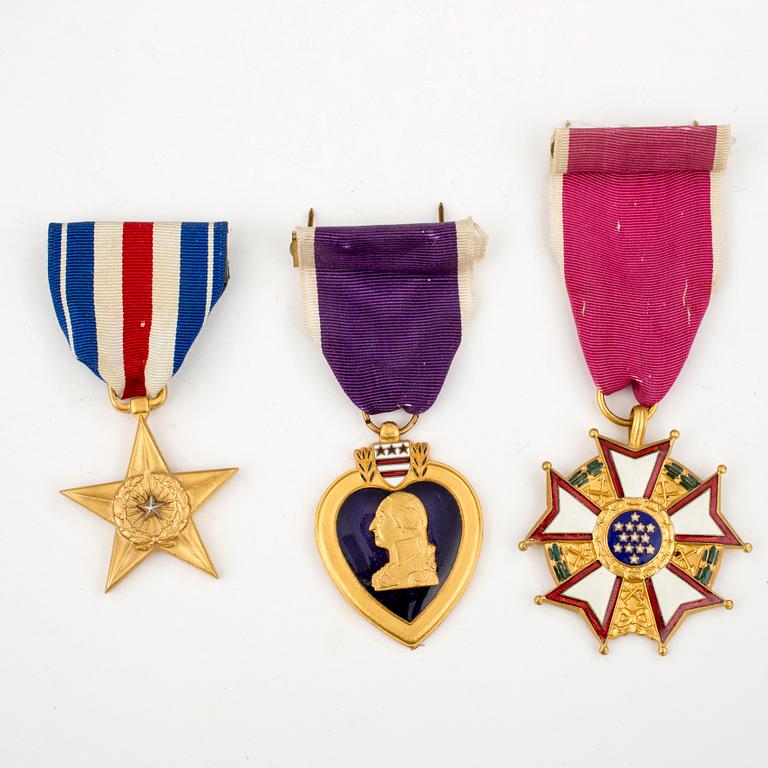 MEDALJER, 5 st, bla Medal of Honor och Purple Hart, USA.