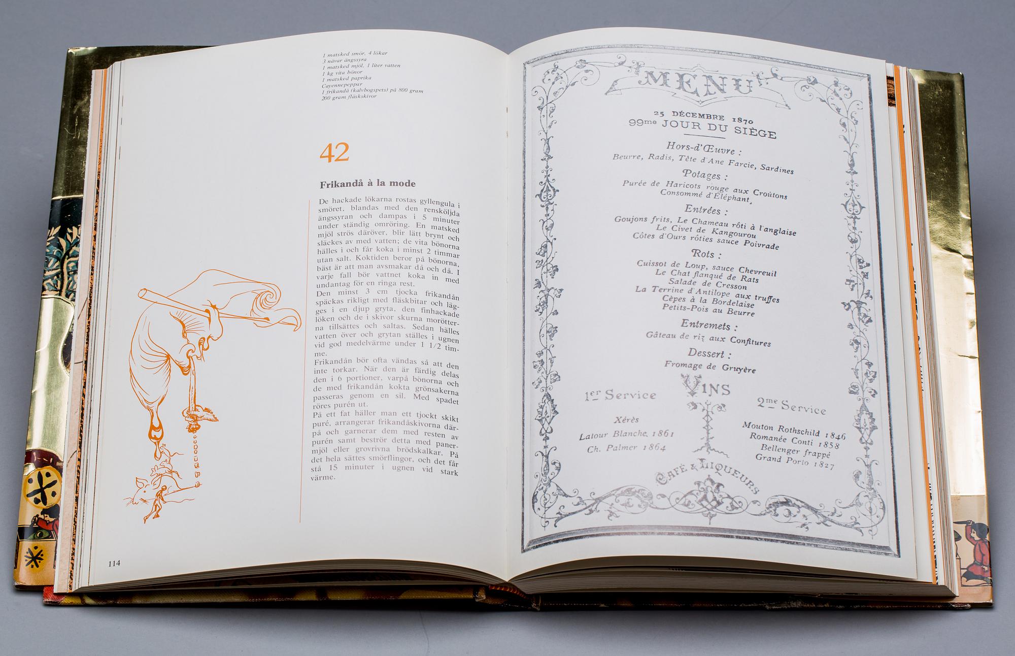 BOK, Salvador Dali, "Dinéerna med Gala. Salvador Dalis kokbok", numrerat ex 632/999.