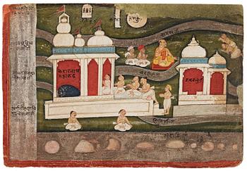 764. MÅLNING, guache, med silver och guld på papper. Indien, Rajastan, sent 1800-tal.