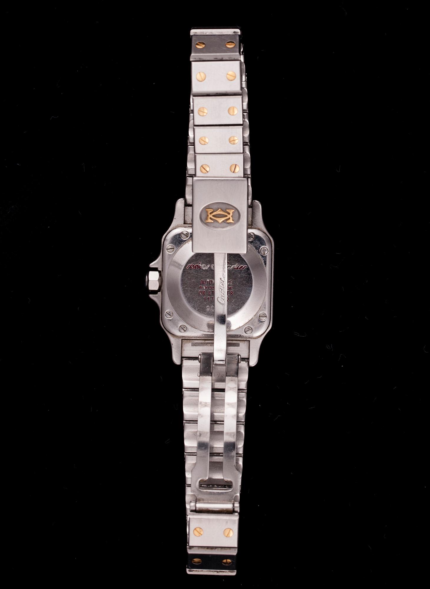 ARMBANDSUR, dam, Cartier Santos, stål och guld. Original etui, garantikort 1993.