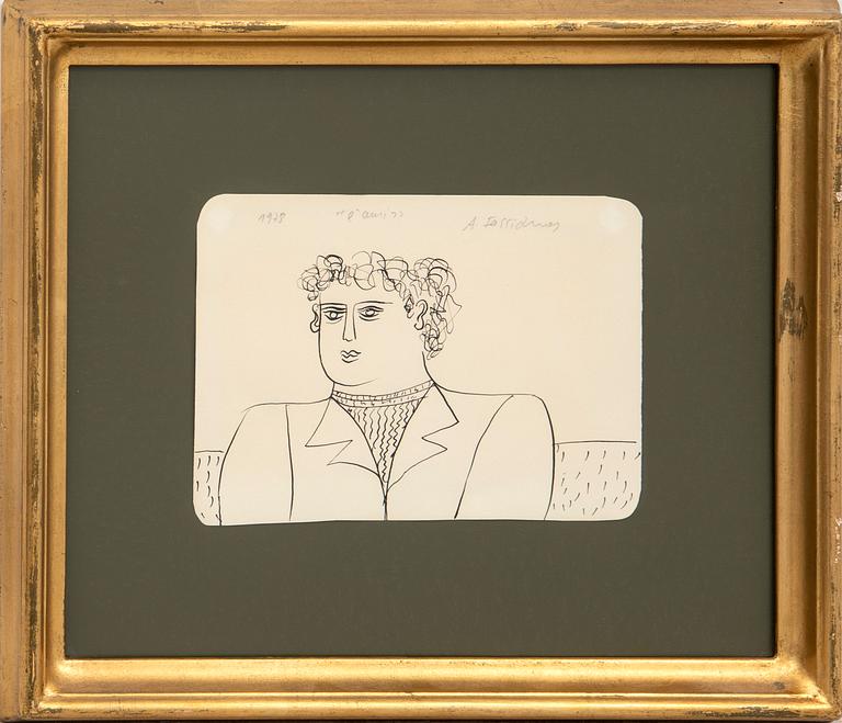 Alexandre Fassianos, drawing signed and dated 1978.