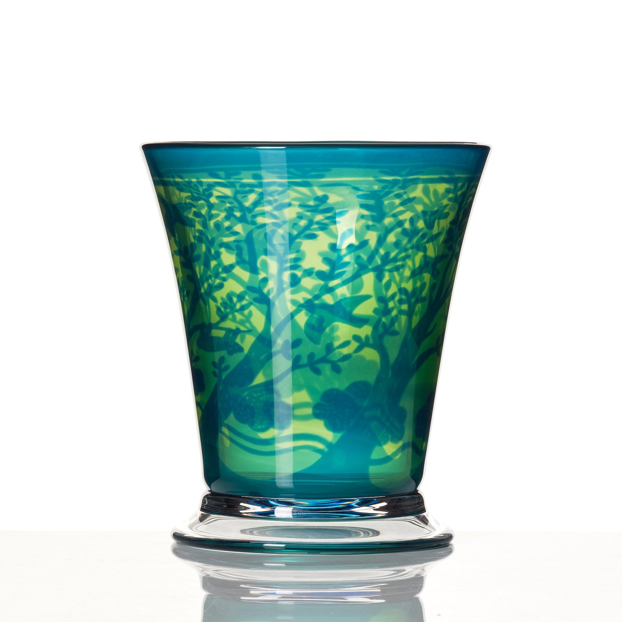 Gunnar Cyrén, a 'graal' glass vase, Orrefors, Sweden 1989.