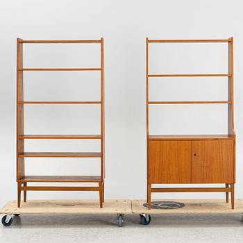 Bookshelves, 2 pcs, teak, 1950s/60s.