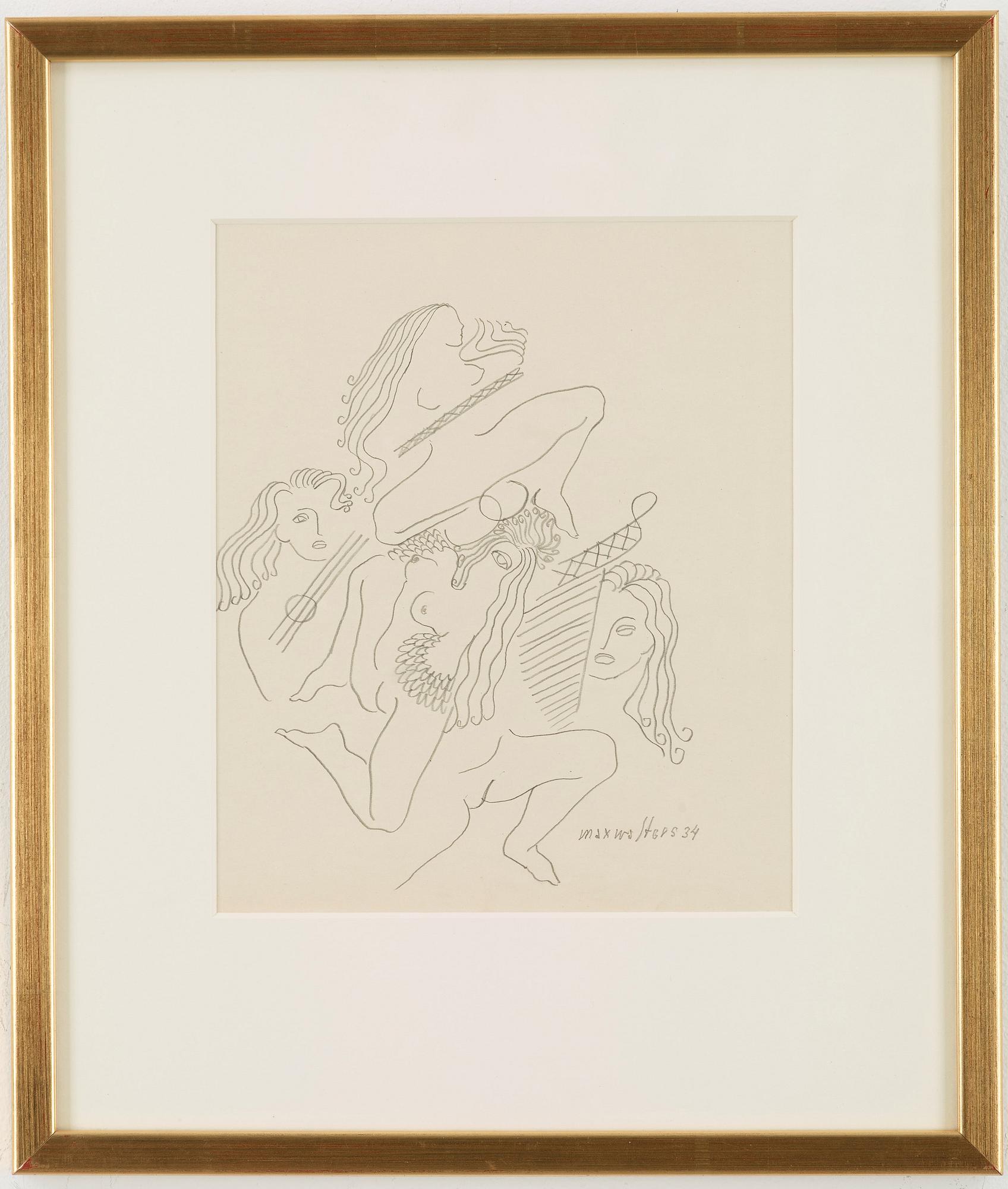 MAX WALTER SVANBERG, pencil drawing signed and dated -34.