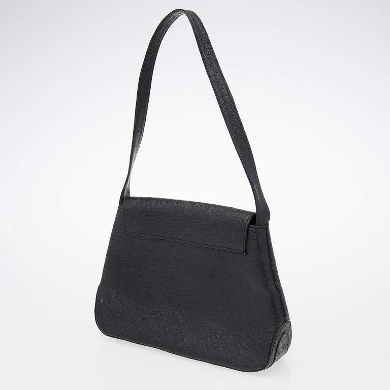 A Vintage Black Ostrich Shoulder Bag.