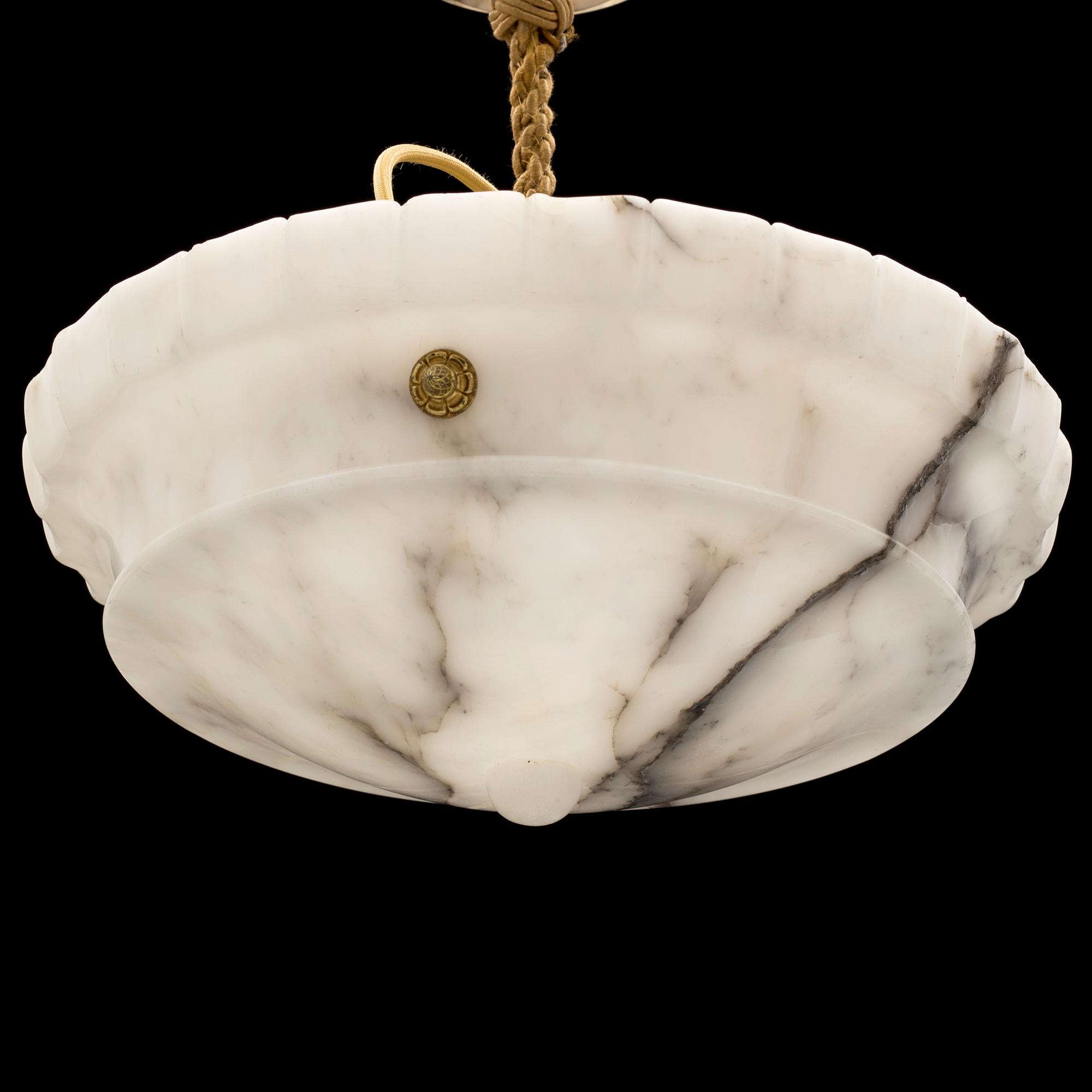 A mid 20th cnetury alabaster ceiling light.