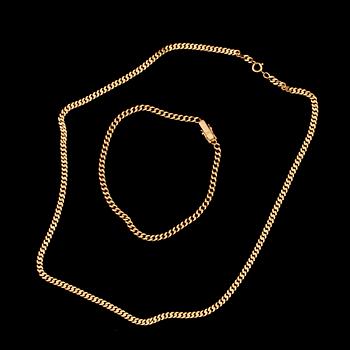 HALSKEDJA OCH ARMBAND, 18k guld. Vikt 19g.