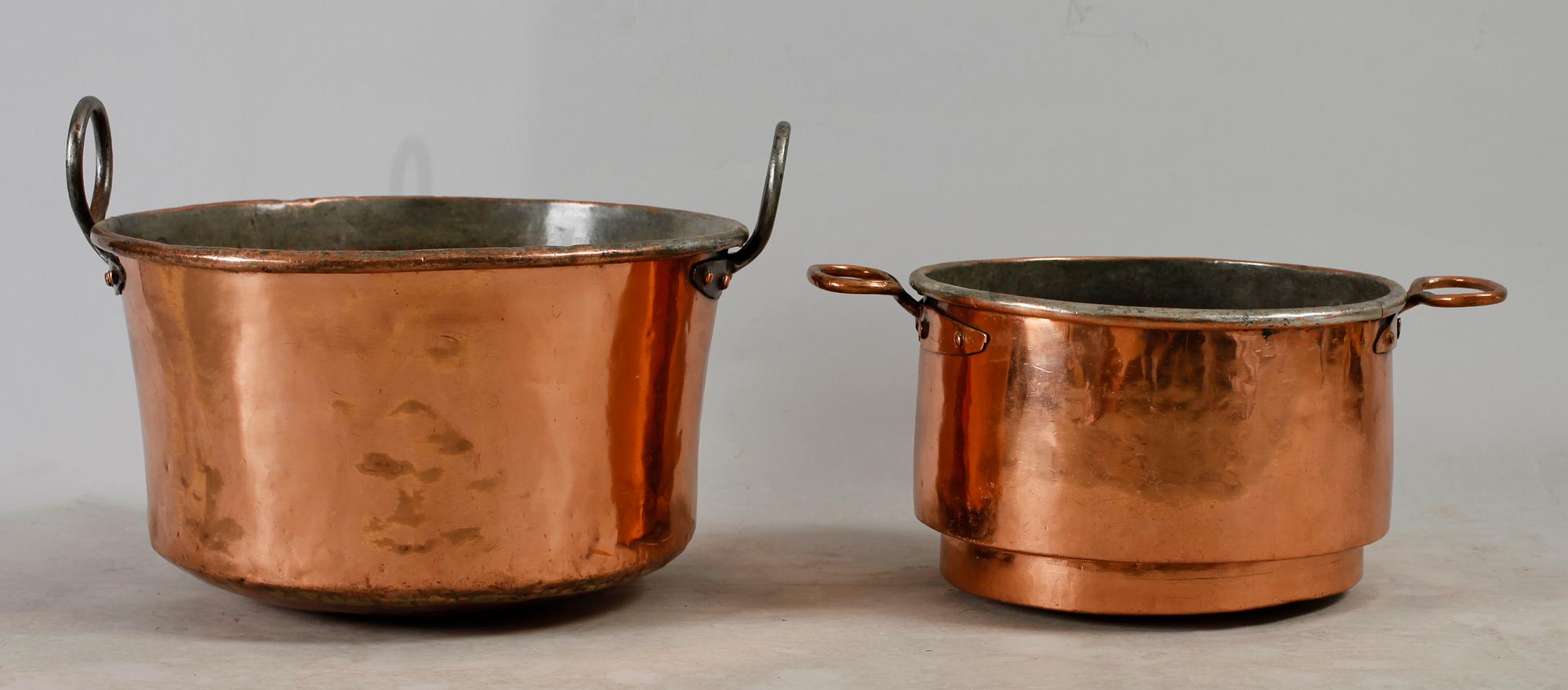 KITTLAR, 2 st, koppar, 1800-tal.