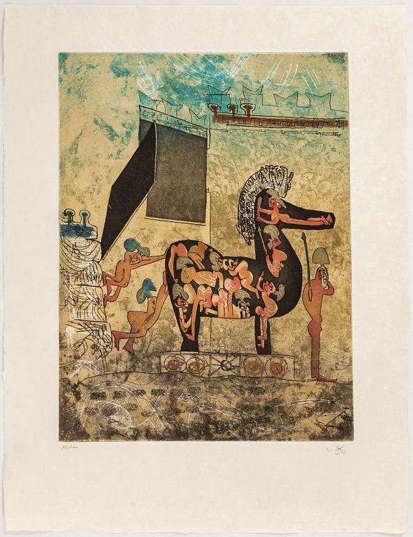 ROBERTO MATTA, 10 pieces of aquatint etchings named "Home' Mére", signed and numbered 78/100.