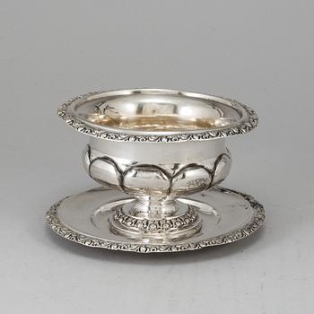 A silver sauce bowl by Carl Nyström Stockholm 1844.