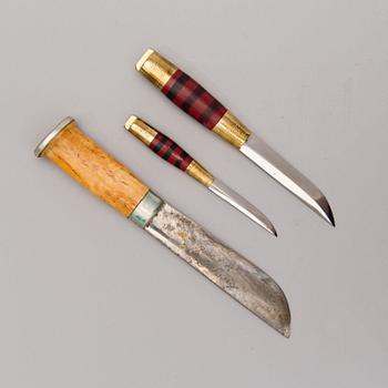 Three Finnish knives from Lapland, latter part of the 20th century.