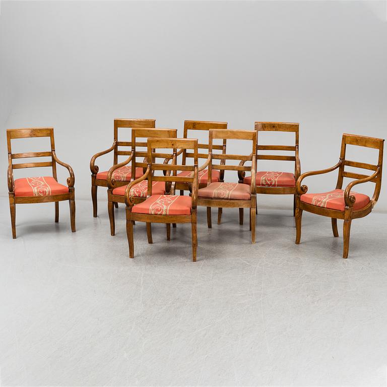 Eight Charles X armchairs, France, first half of the 19th century.