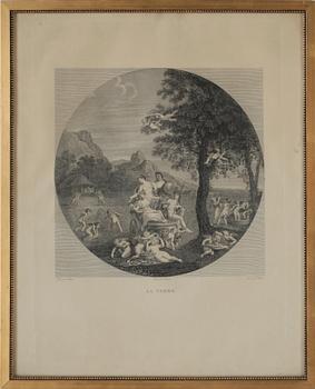 GRAVYRER, 4st, bland annat efter Angelica Kauffmann, 1800-tal.