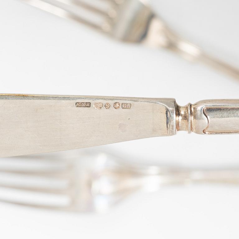 45 pieces of silver cutlery, model "Svensk spets" GAB and C.G. Hallberg, Stockholm, second half of the 20th century.