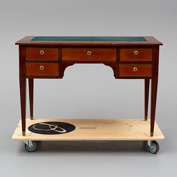 A mahogany veneered Gustavian style desk, circa 1900.