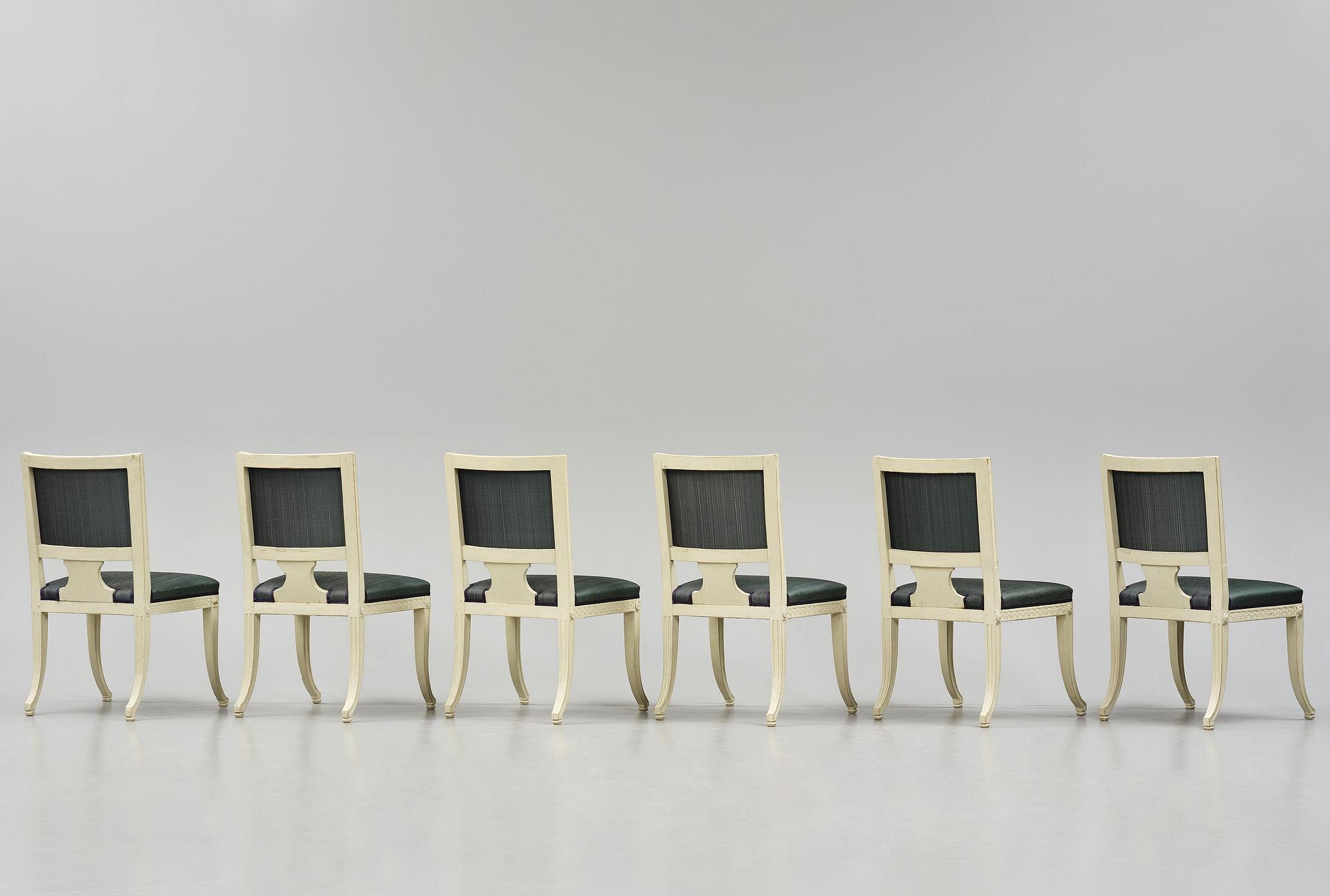 A set of eight (6+2) klismos-chairs attributed to C. J. Wadström (master 1788-1816).
