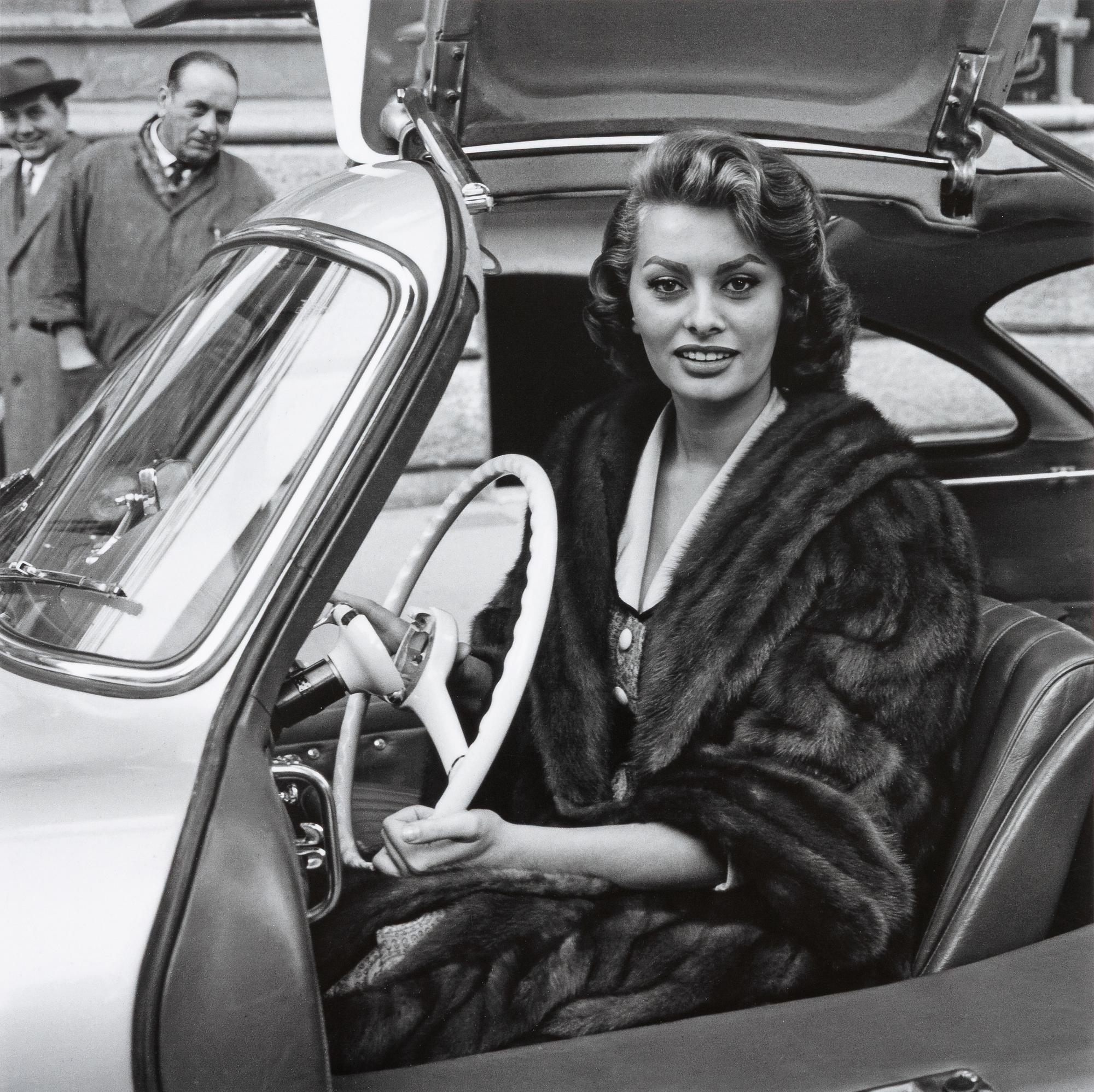 Per-Olow Anderson, "Sophia Loren photographed in Per-Olow's Mercedes Benz 300 in SL Rome 1954".