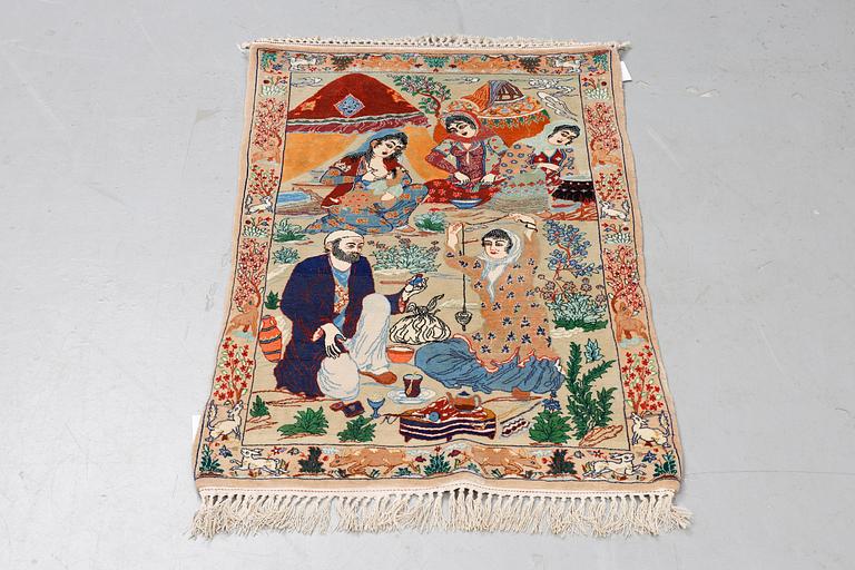 Matta, semiantik Isfahan, part silk, ca 101 x 66 cm.