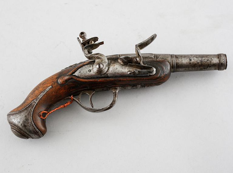 A flintlock gun, 18th century.