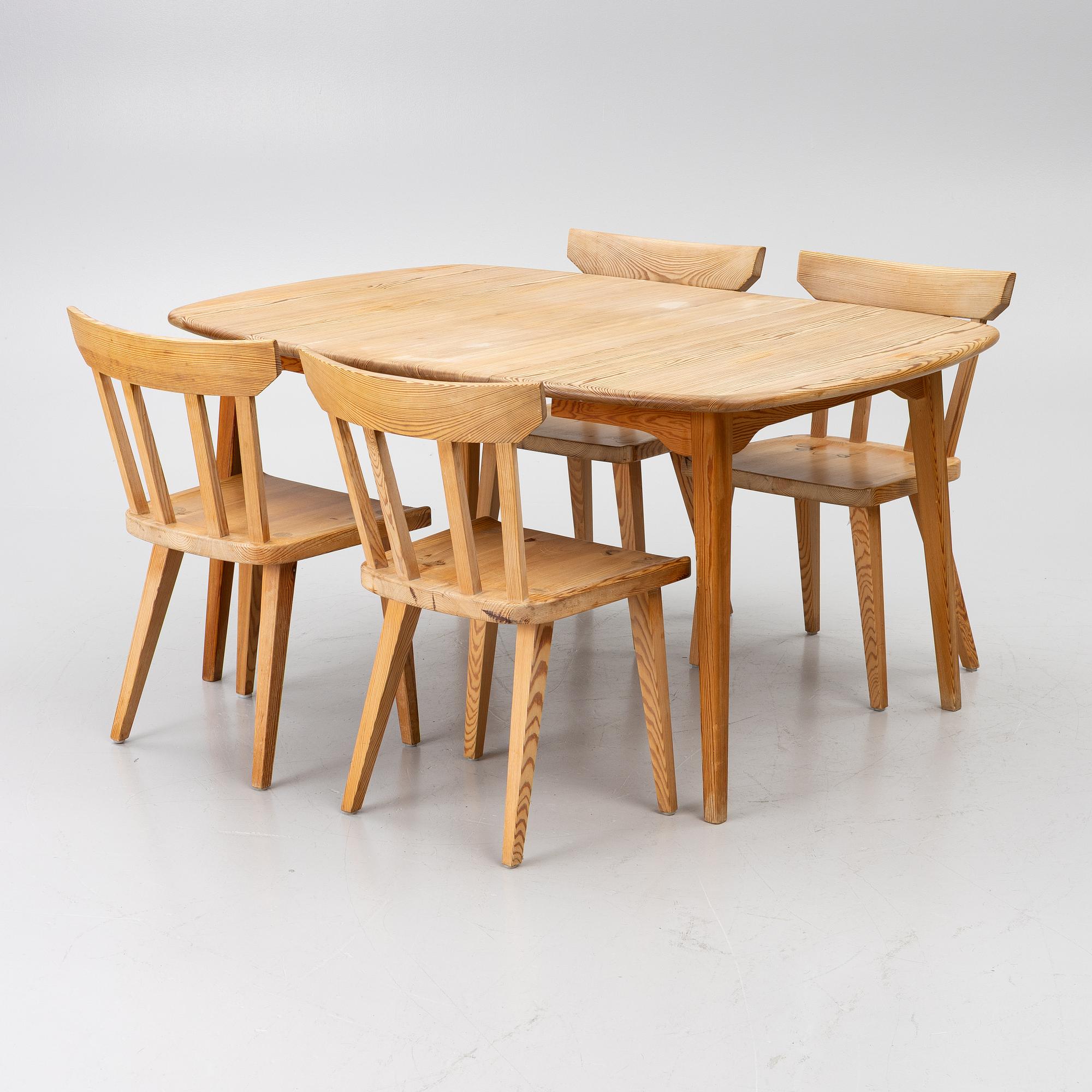 Göran Malmvall, 4 chairs and dining table, Karl Andersson & Söner and Svensk Fur.