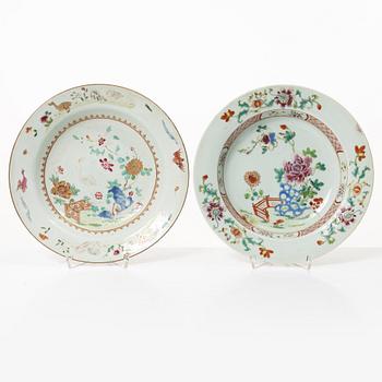 Twelve Famille Rose export porcelain plates, China, yongzheng (1722-35) & Qianlong (1736-95).