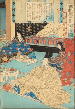 YOSHU CHIKANOBU (1838-1912), Japan, color woodblock triptych, late 19th century.