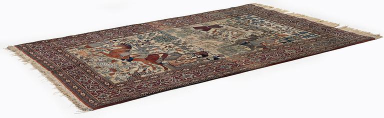 A pictoral Kashan 'Mohtasham' rug, central Persia (Iran), c. 218 x 141 cm.